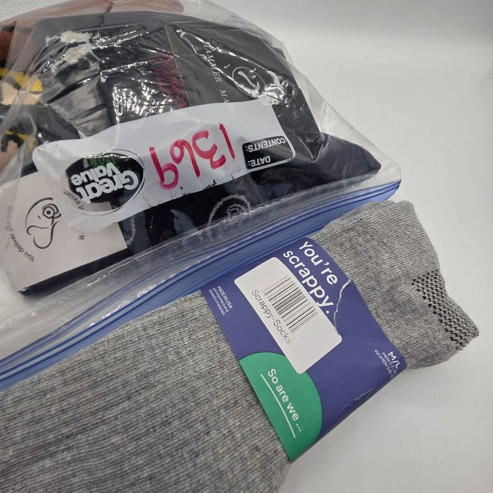 Scrappy Socks Men's Mid-Calf Gray M/L‎ Recycled Material Blend Crew Socks New